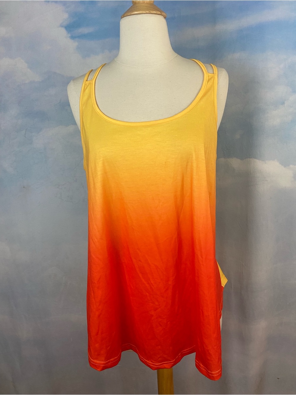 Women's Ombre Yellow to Orange Tank Top Size Medium